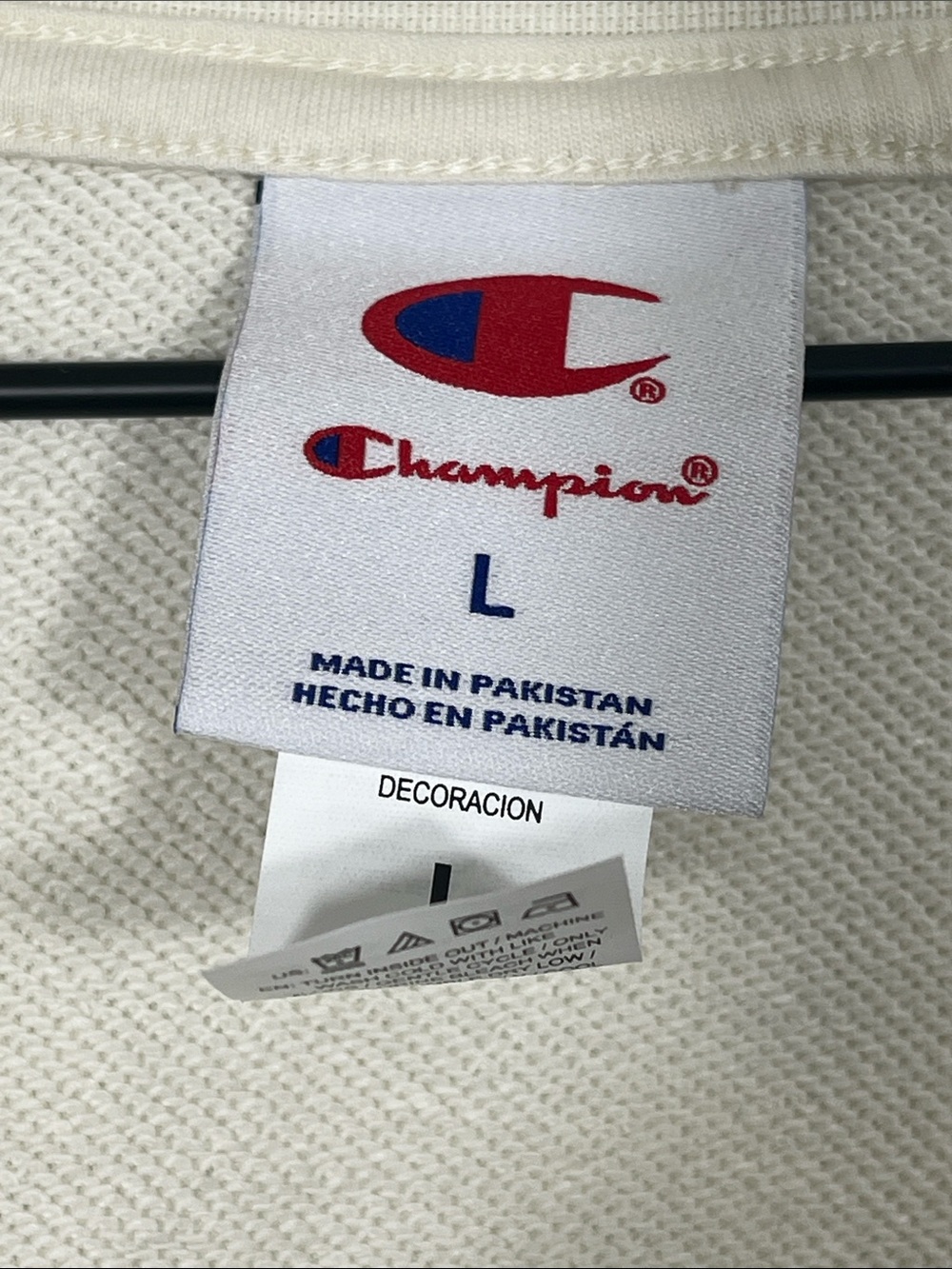 Champion Cream Crewneck Sweatshirt with Red & Blue Logo - Picture 4 of 10